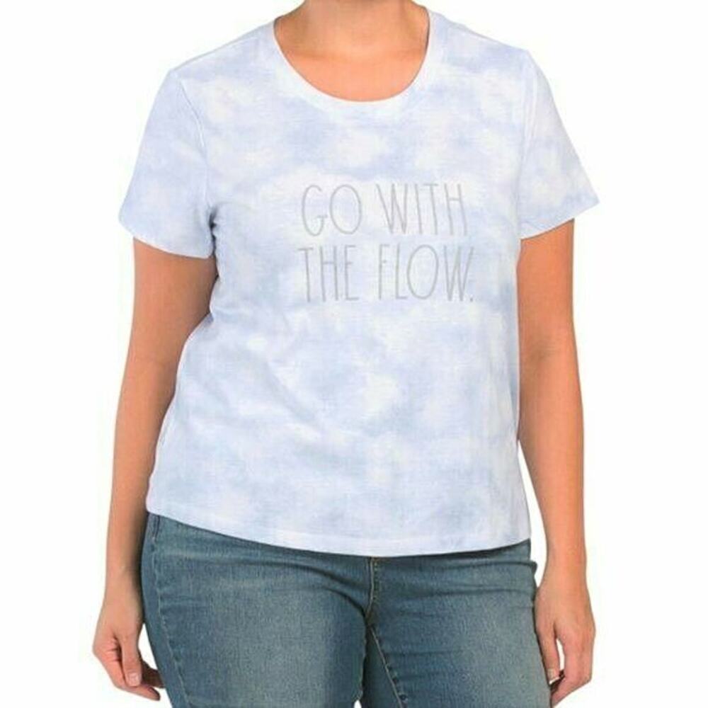 New RAE DUNN Women's Plus Go With The Flow Tie Dye Cotton T-shirt